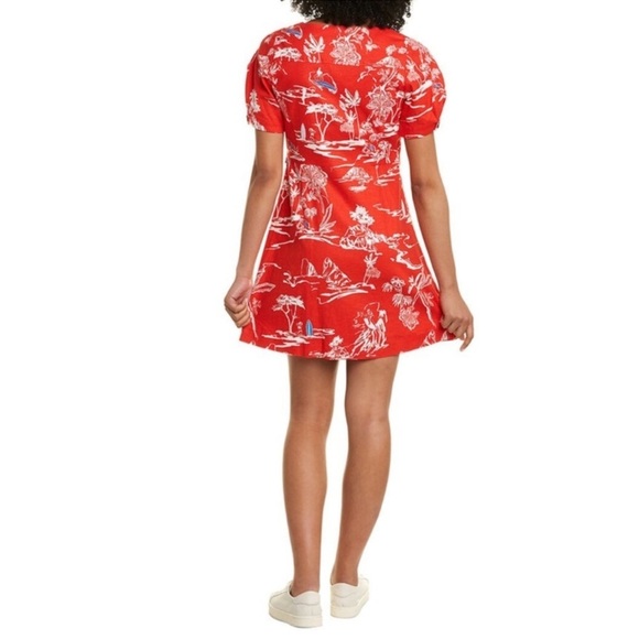 NWT TANYA TAYLOR ALDA LINEN-BLEND WRAP DRESS size 2 - Picture 2 of 12